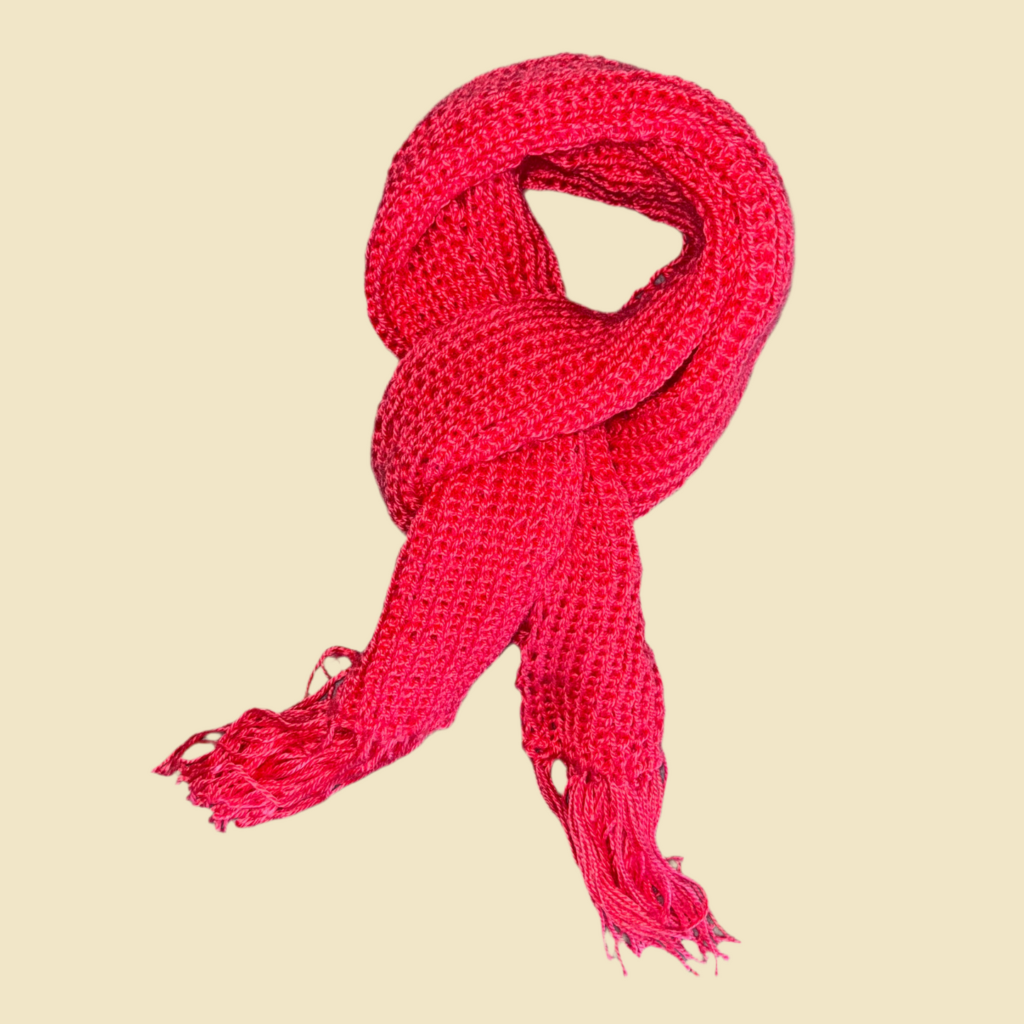 Neon Pink Rib-Knit Scarf