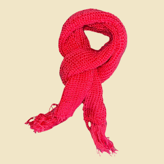 Neon Pink Rib-Knit Scarf